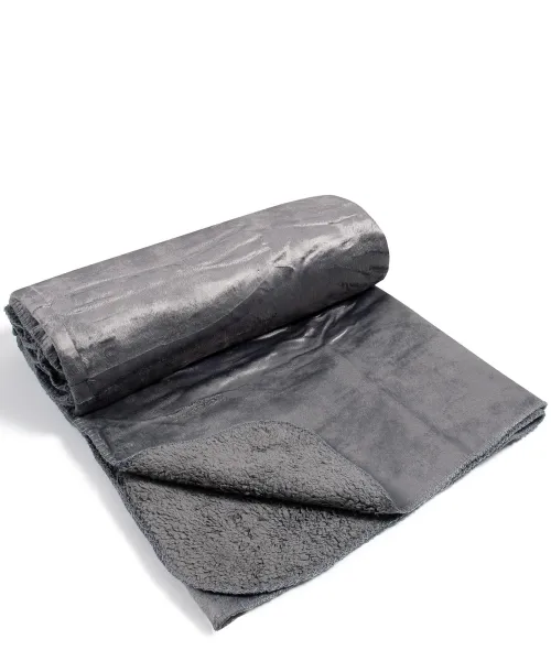 κουβέρτα velvet fleece με sherpa (170cm x 220cm) γκρί