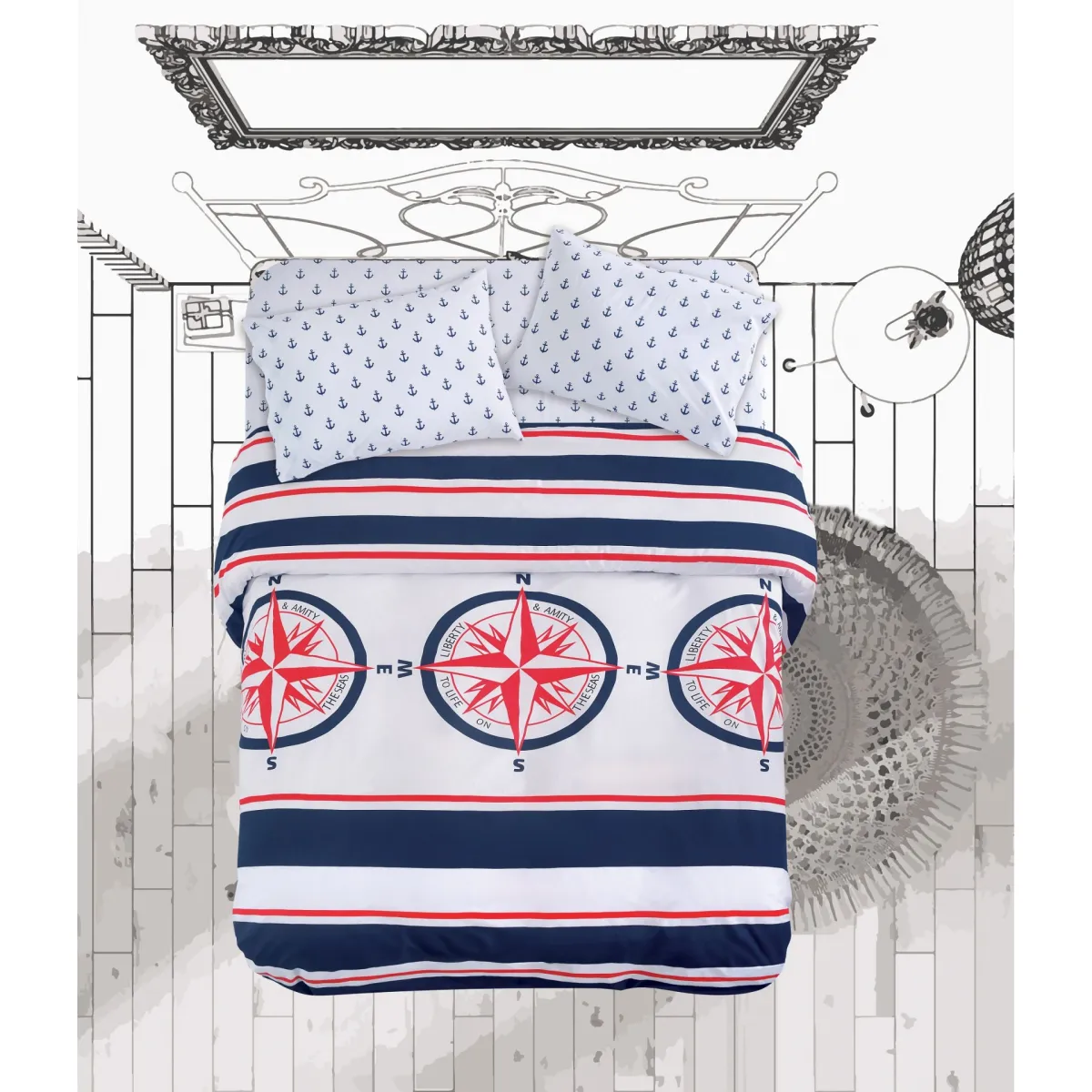 COMPASS ΠΑΠΛΩΜΑΤΟΘΗΚΗ KING 240Χ250CM 2*50X70CM 144TC 100% COTTON