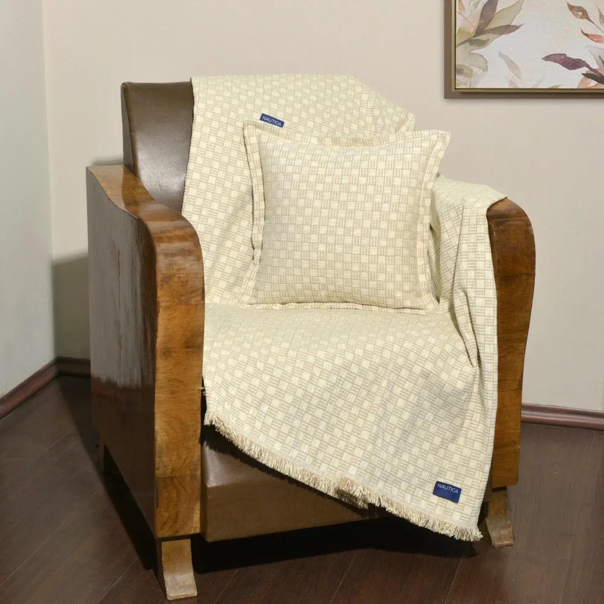 Ριχτάρι Διθέσιο 180x250 cm Σενίλ Σενίλ Εκρού Καρρώ Design 1100