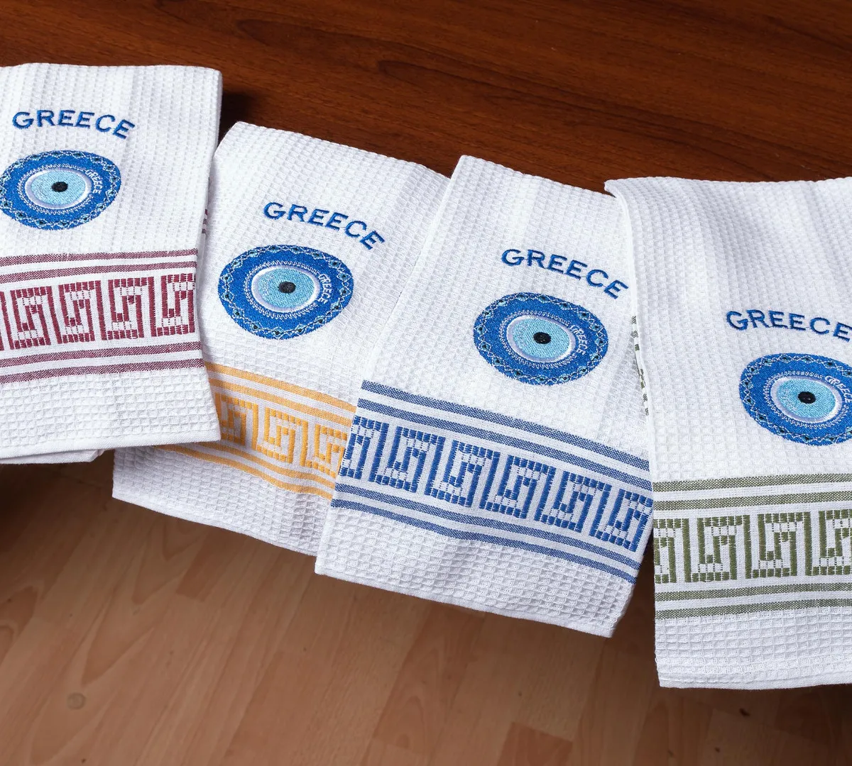 Σετ 12 τεμαχίων ποτηρόπανα (45cm x 65cm) μάτι GREECE