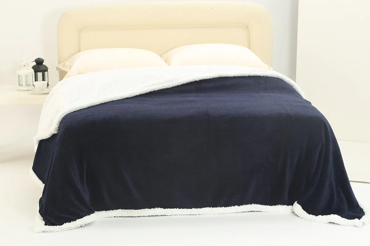 κουβέρτα fleece με sherpa (220cm x 240cm) pineapple μπλέ