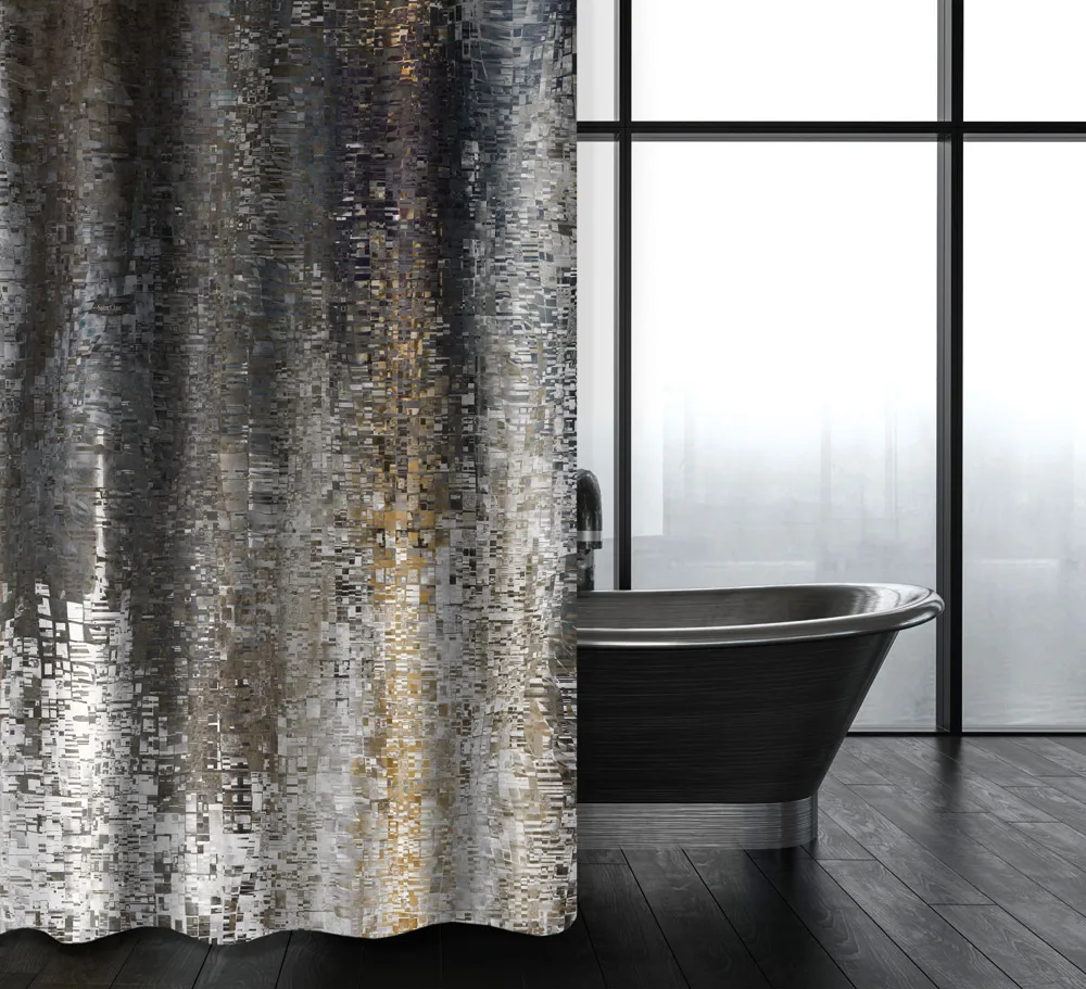 Κουρτίνα Μπάνιου Abstract Des 101 Anthracite με Κρίκους 