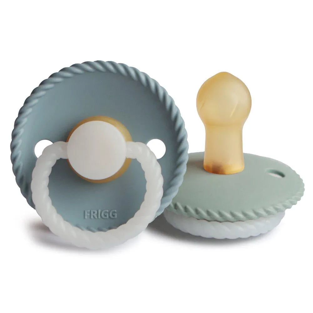 Σετ 2 Πιπίλες Latex Νυκτός FRIGG Rope Stone Blue/Sage 0-6 Μηνών