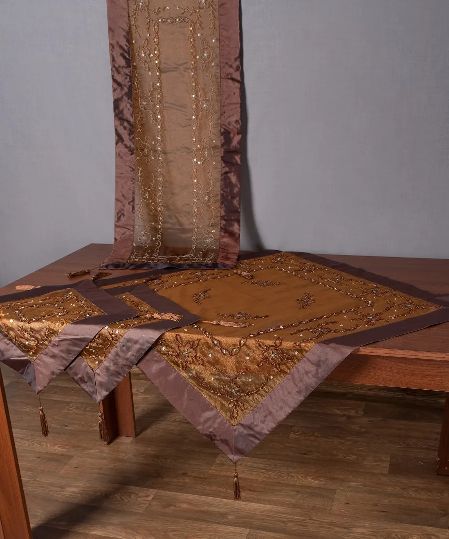 Σετ 4 τεμαχίων (85cm x 85cm, 40cm x 110cm, 2x40cm x 40cm) NK-0744-1 Καφέ