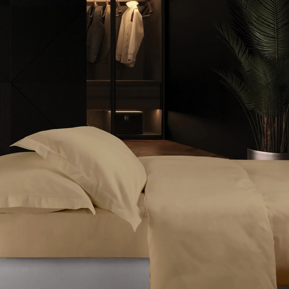 GENOVA ΣΕΤ ΘΗΚΗ Υ/Δ BEIGE5  220Χ240CM 2*50X70CM 220TC 100% COTTON SATIN