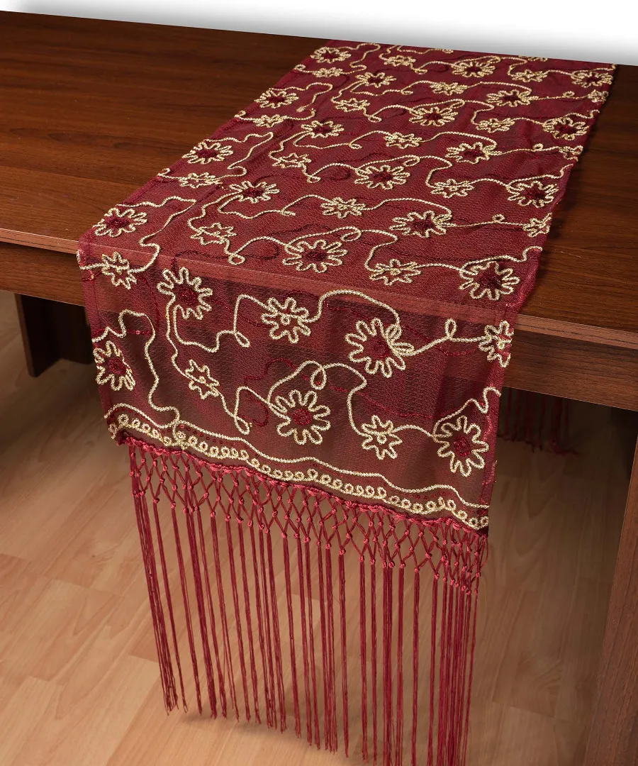 Τούλινη καρέ τραβέρσα 7180 (50cm x 200cm) μπορντώ 