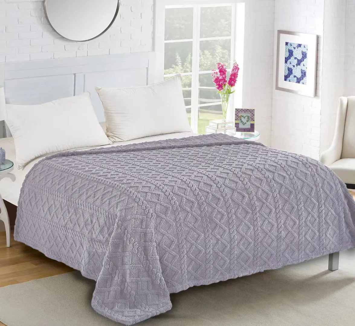 Fleece knitted (160cm x 220cm) ανοιχτό γκρί