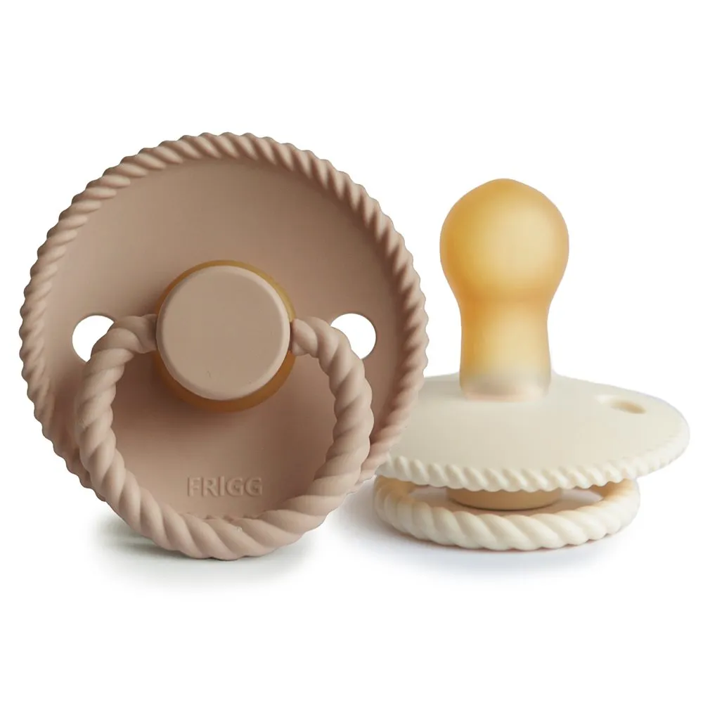 Σετ 2 Πιπίλες Latex FRIGG Rope Cream/Croissant 0-6 Μηνών