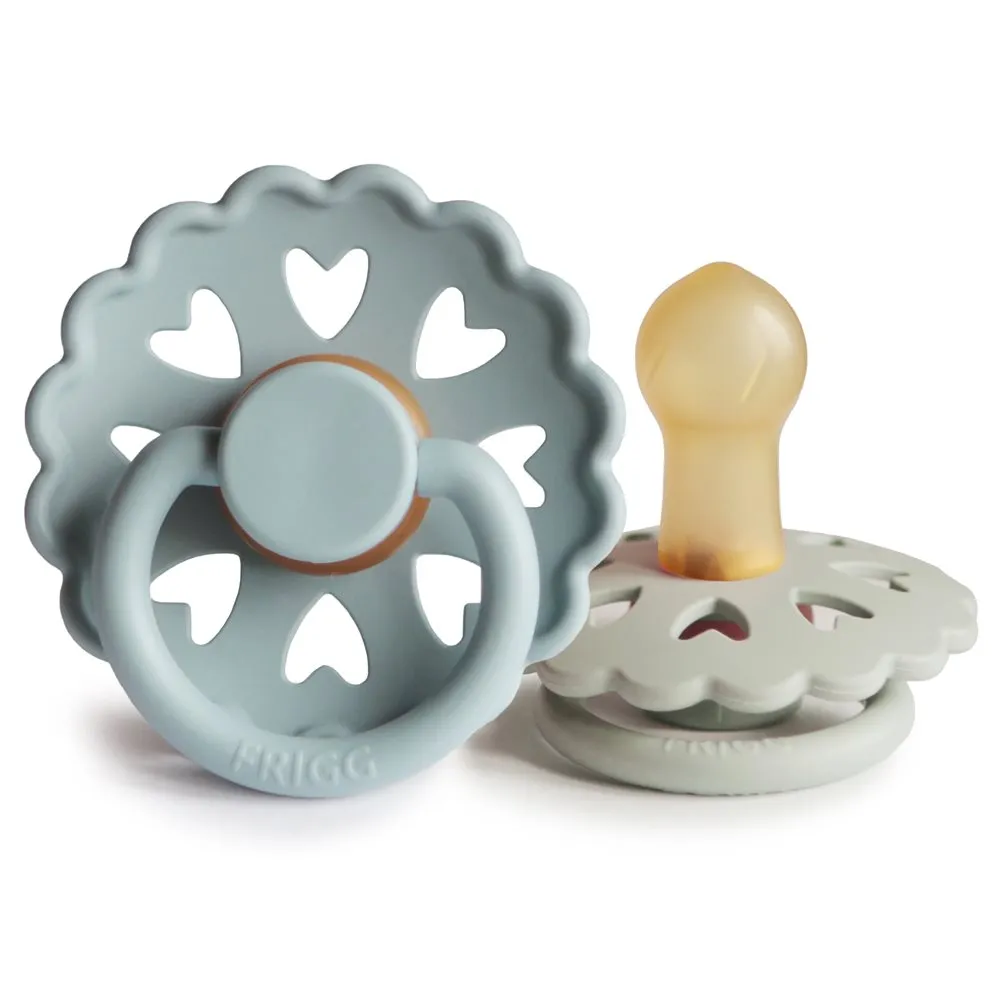 Σετ 2 Πιπίλες Latex FRIGG Fairytale Stone Blue/Willow Gray 0-6 Μηνών