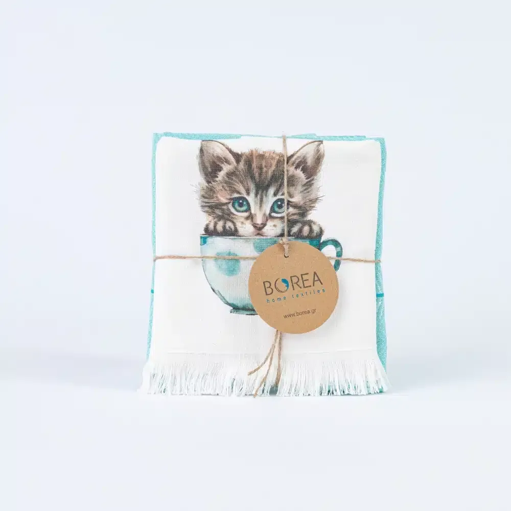 Ποτηρόπανα Κουζίνας KittenCup Σετ 2ΤΜΧ