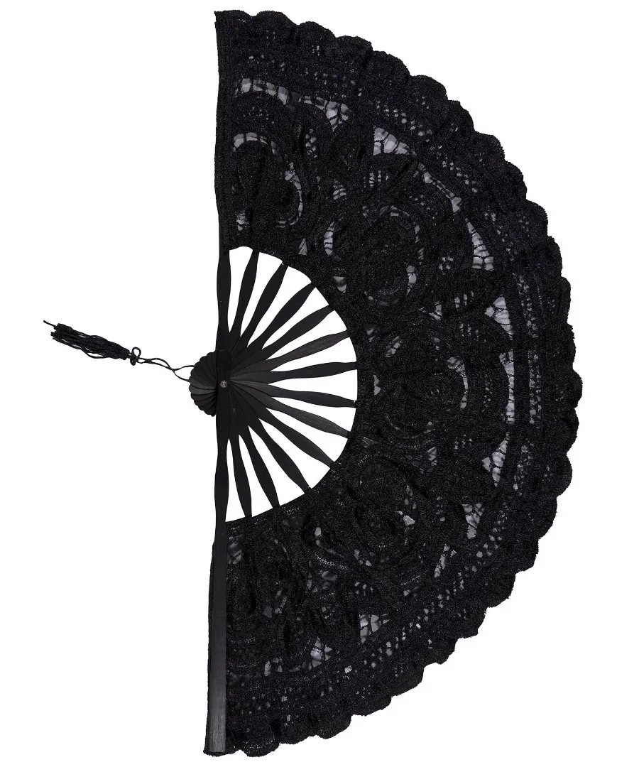 Χειροποίητη βεντάλια (27cm) μαύρη
