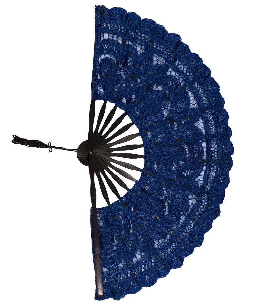 Χειροποίητη βεντάλια (22cm) μπλέ