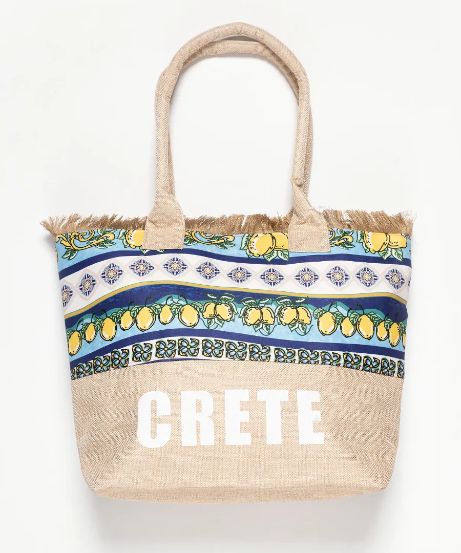 Τσάντα με χερούλι (49cm x 15cm x 34cm) λεμόνι 2 CRETE