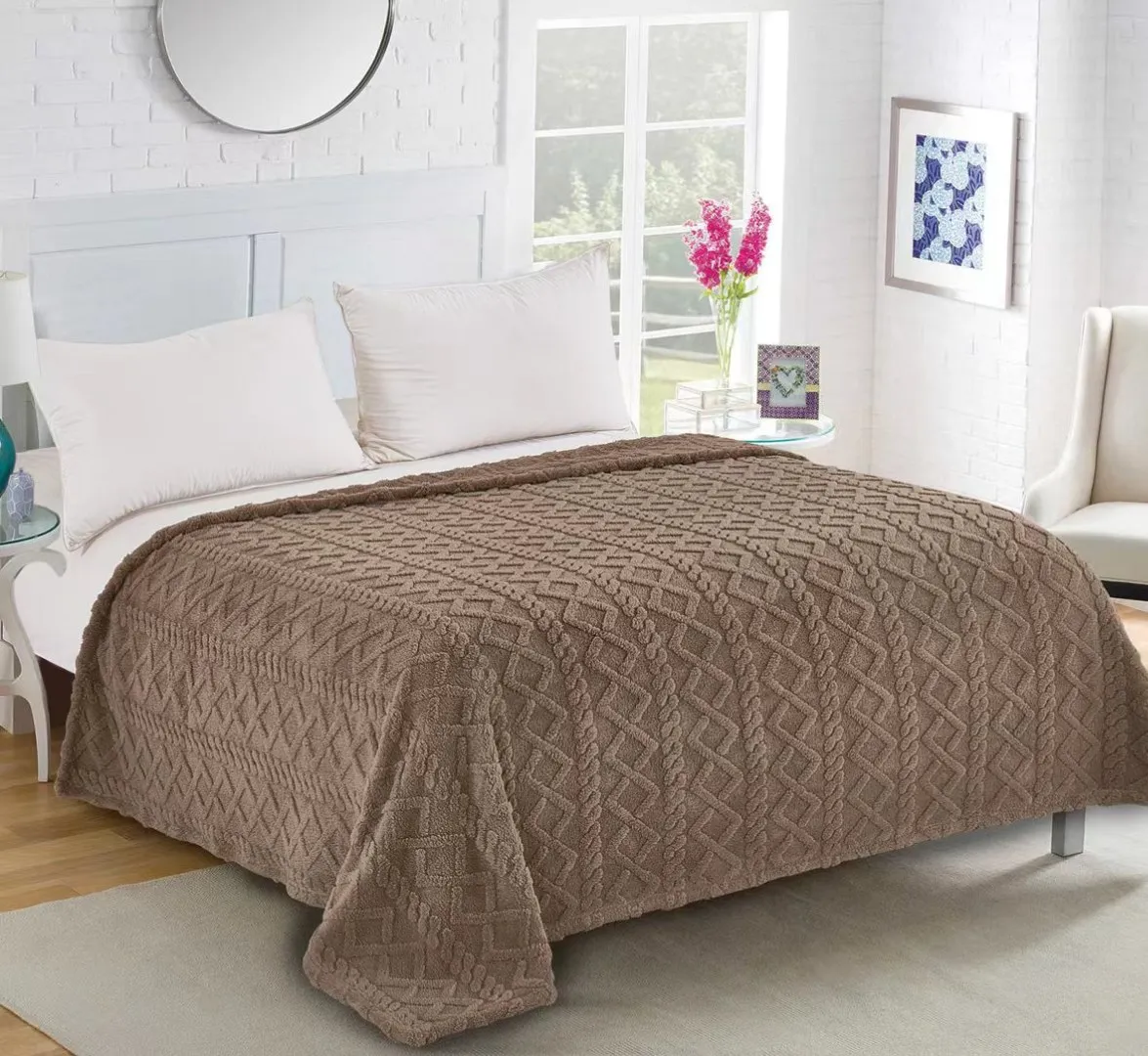 Fleece knitted (160cm x 220cm) σοκολά