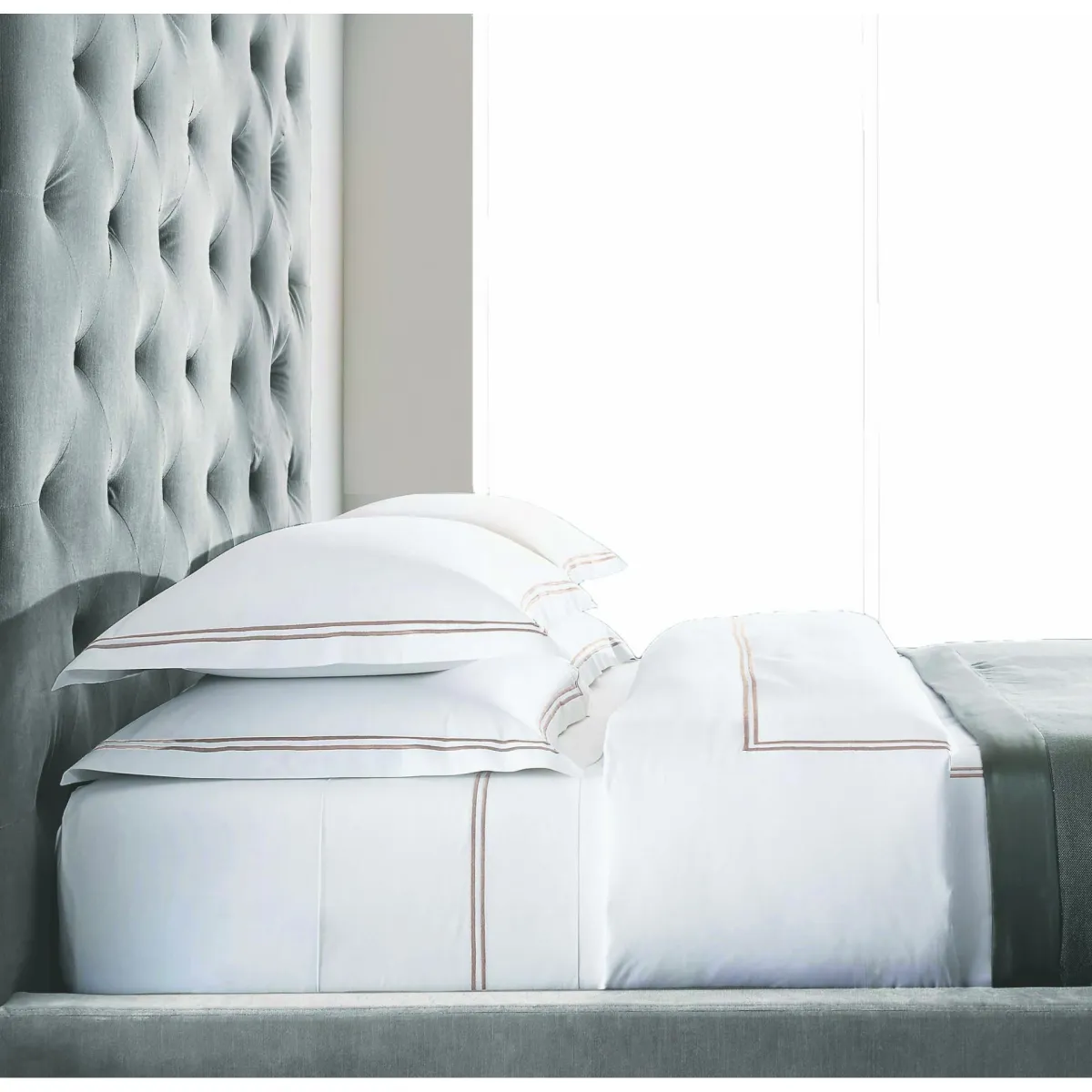BAR11 ΣΕΤ ΣΕΝΤONIA Y/Δ  WHITE/BEIGE 230TC 100% COTTON SATIN 