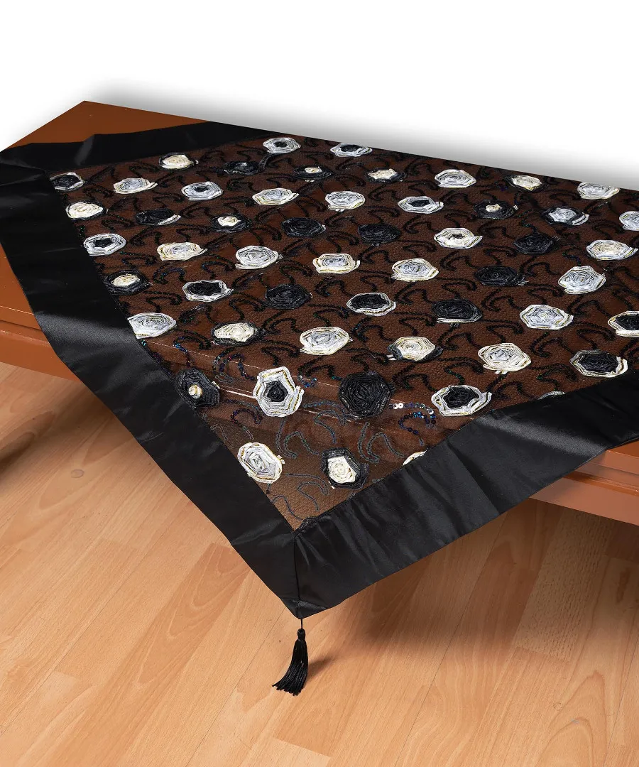 Τούλινο τραπεζοκαρέ 264-17 (130cm x 130cm) μαύρο