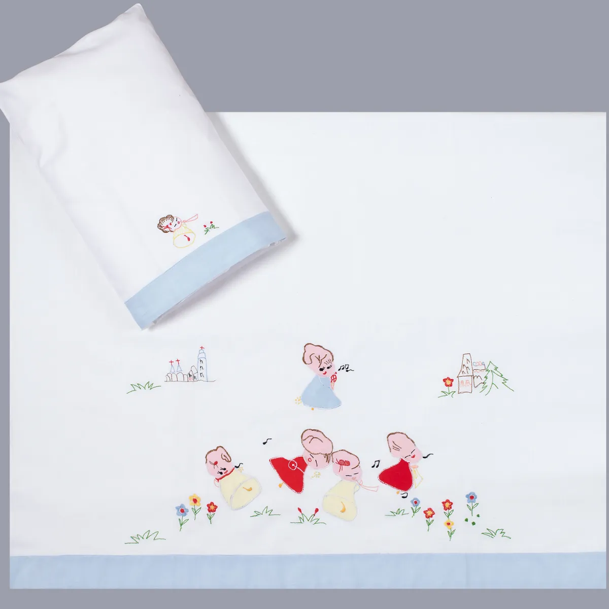 bebe σεντόνι (85cm x 135cm + 26cm x 40cm) σιέλ