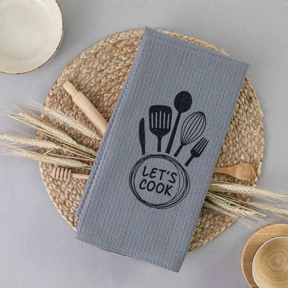 Ποτηρόπανα Κουζίνας Waffle Let's Cook