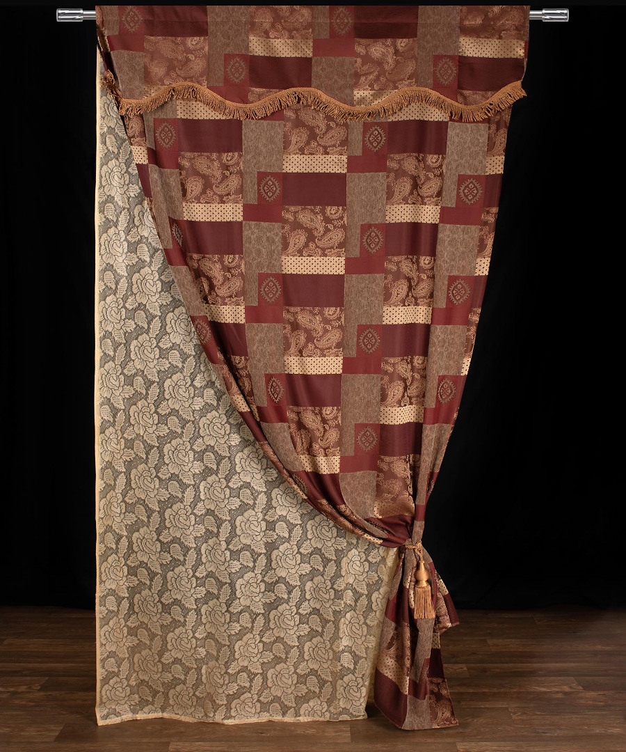 Κουρτίνα eleni (150cm x 280cm) με τούνελ Μπορντώ