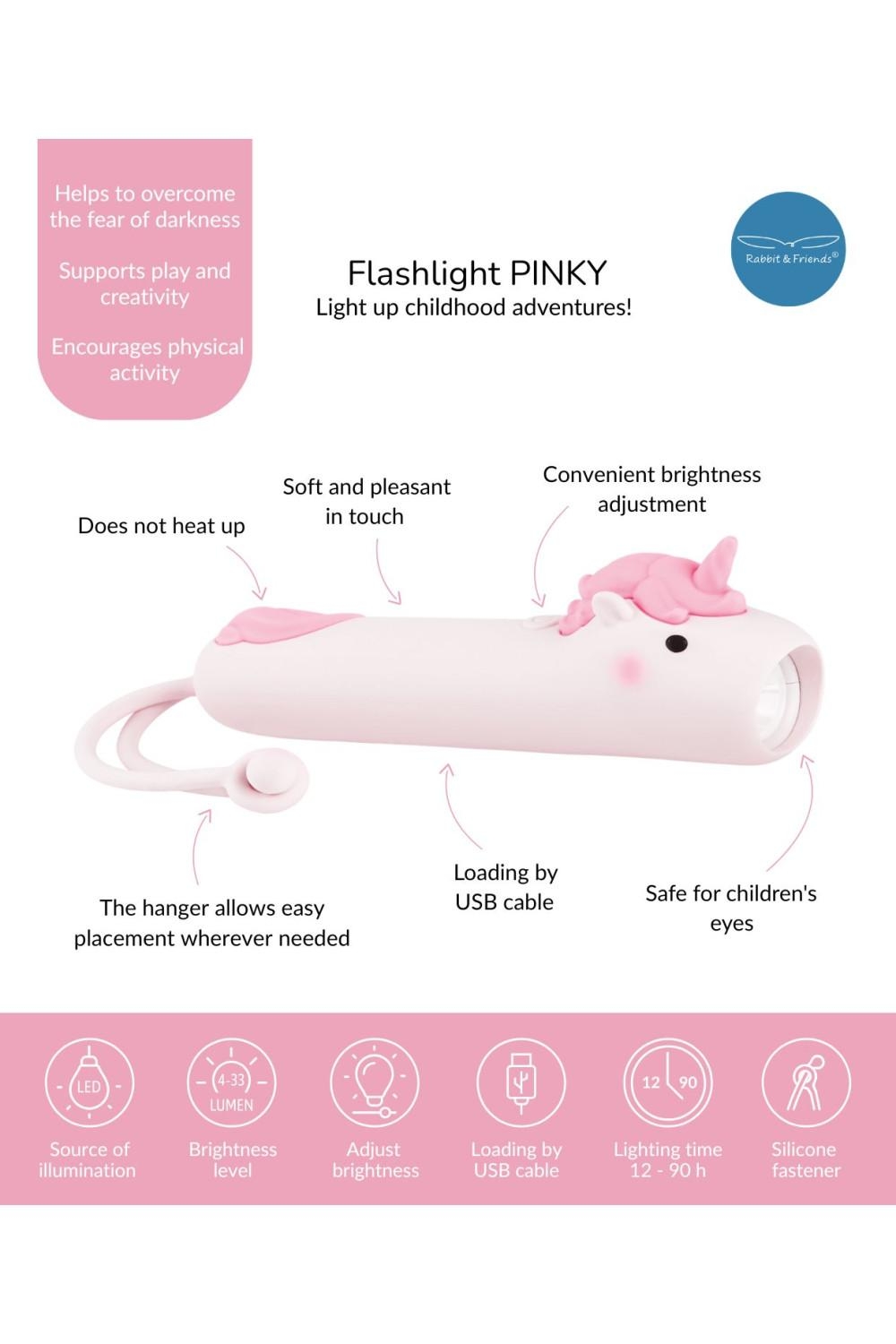 Μικρός Φακός Σιλικόνης Pinky the Unicorn - Rabbit & Friends