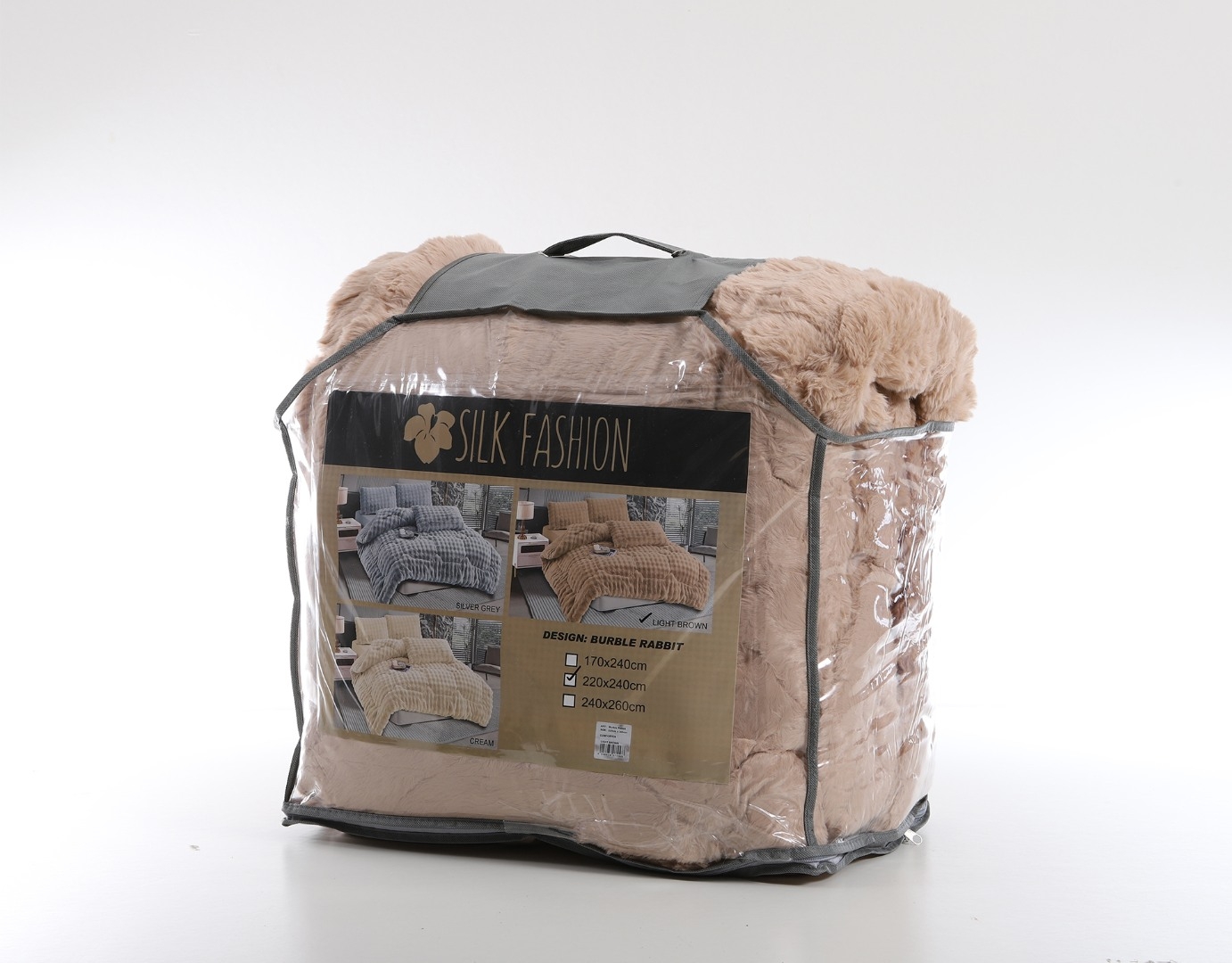 Κουβερτοπάπλωμα burble (220cm x 240cm) ανοιχτό καφέ