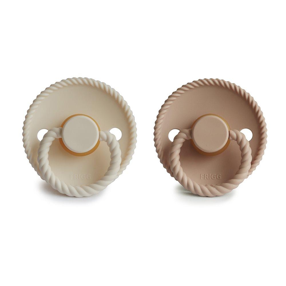 Σετ 2 Πιπίλες Latex FRIGG Rope Cream/Croissant 6-18 Μηνών