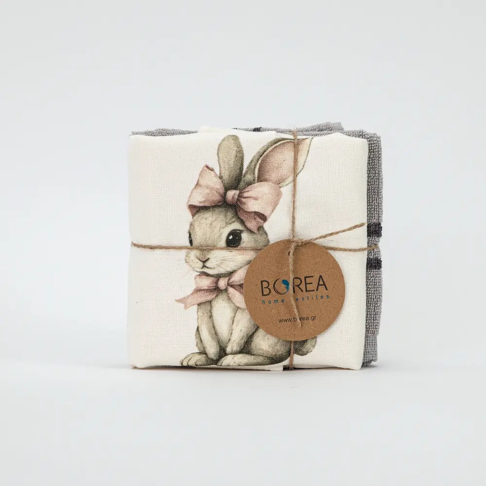 Ποτηρόπανα Κουζίνας Pink Rabbit Σετ 2ΤΜΧ