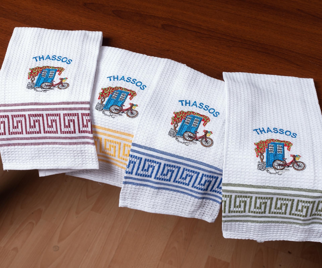 Σετ 12 τεμαχίων ποτηρόπανα (45cm x 65cm) ποδήλατο THASSOS