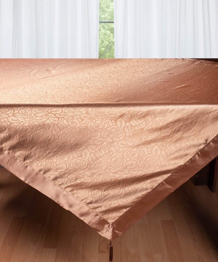 Σατέν τραπεζομάντηλο 2009 λουλούδι (160cm x 260cm) καφέ