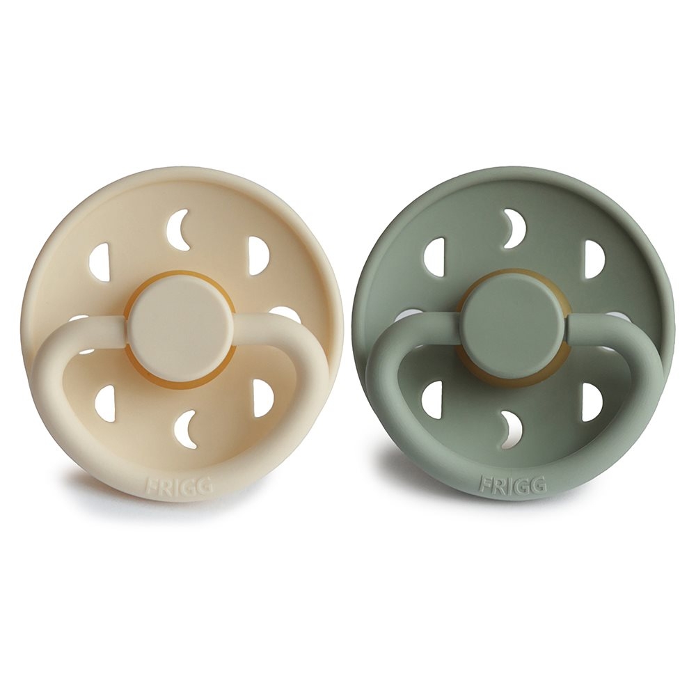 Σετ 2 Πιπίλες Latex FRIGG Moon Phase Cream/Sage 6-18 Μηνών