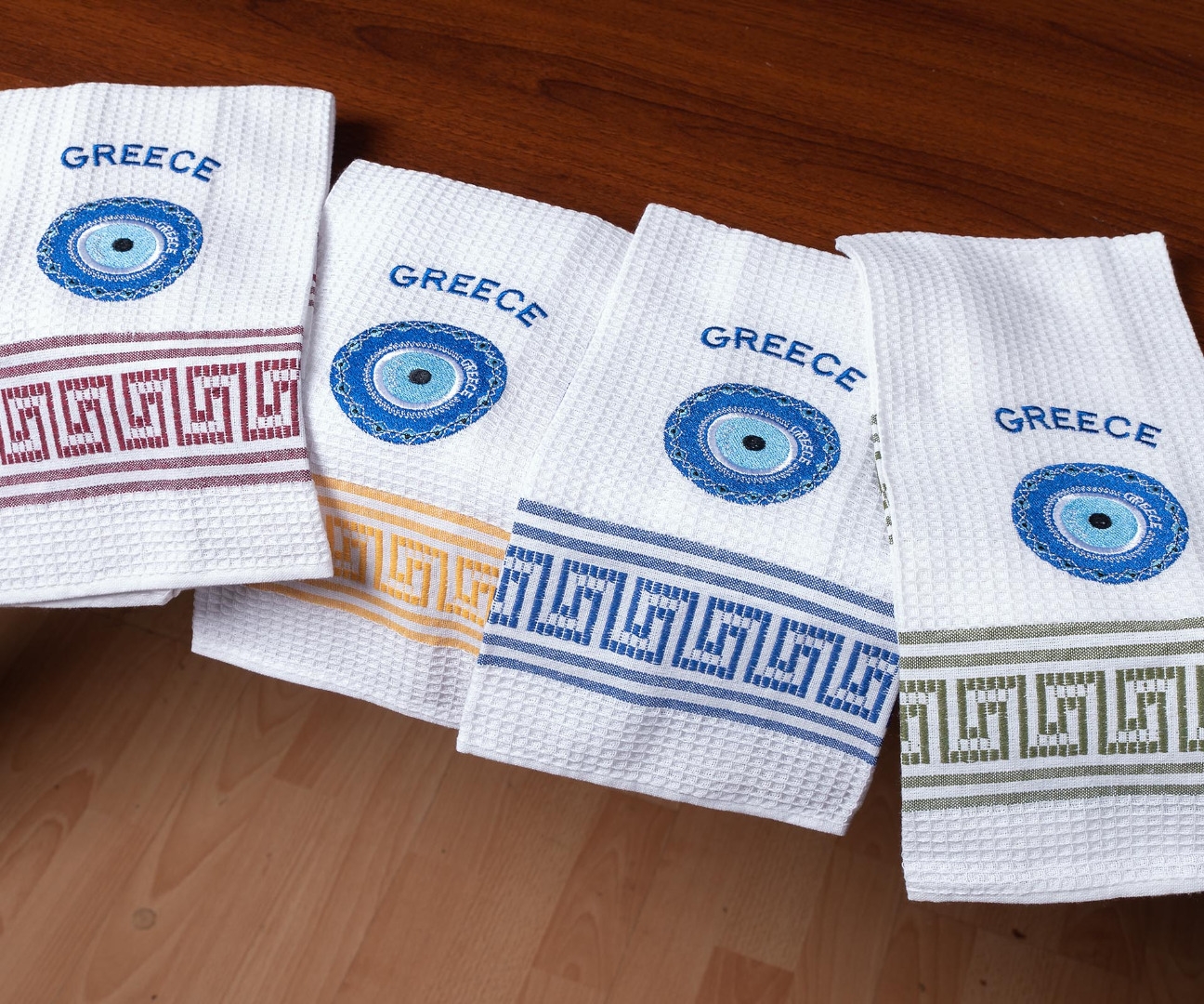 Σετ 12 τεμαχίων ποτηρόπανα (45cm x 65cm) μάτι GREECE