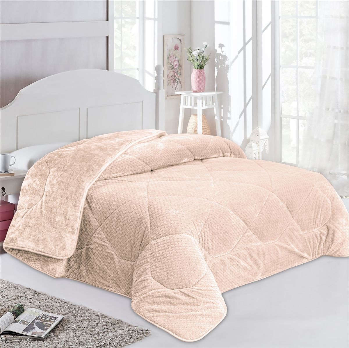 Κουβερτοπάπλωμα Jacquard Waves-Fleece 700 gr/m² 1960 Mocha 220x240 100% Polyester