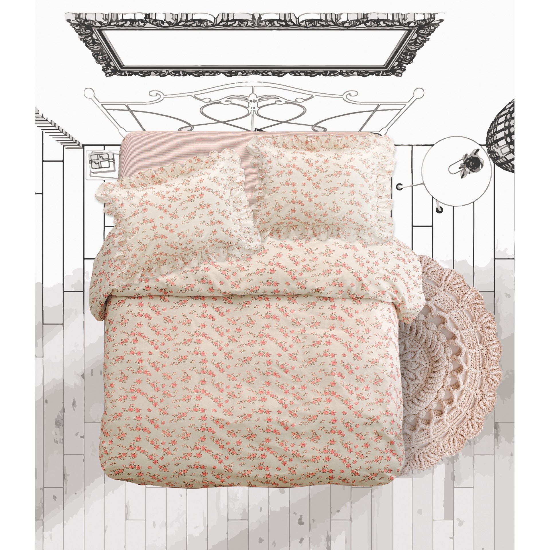 FRANCE  ΠΑΠΛΩΜΑ ΜΟΝΟ 160Χ240cm 1*50x70cm 144TC 100% COTTON
