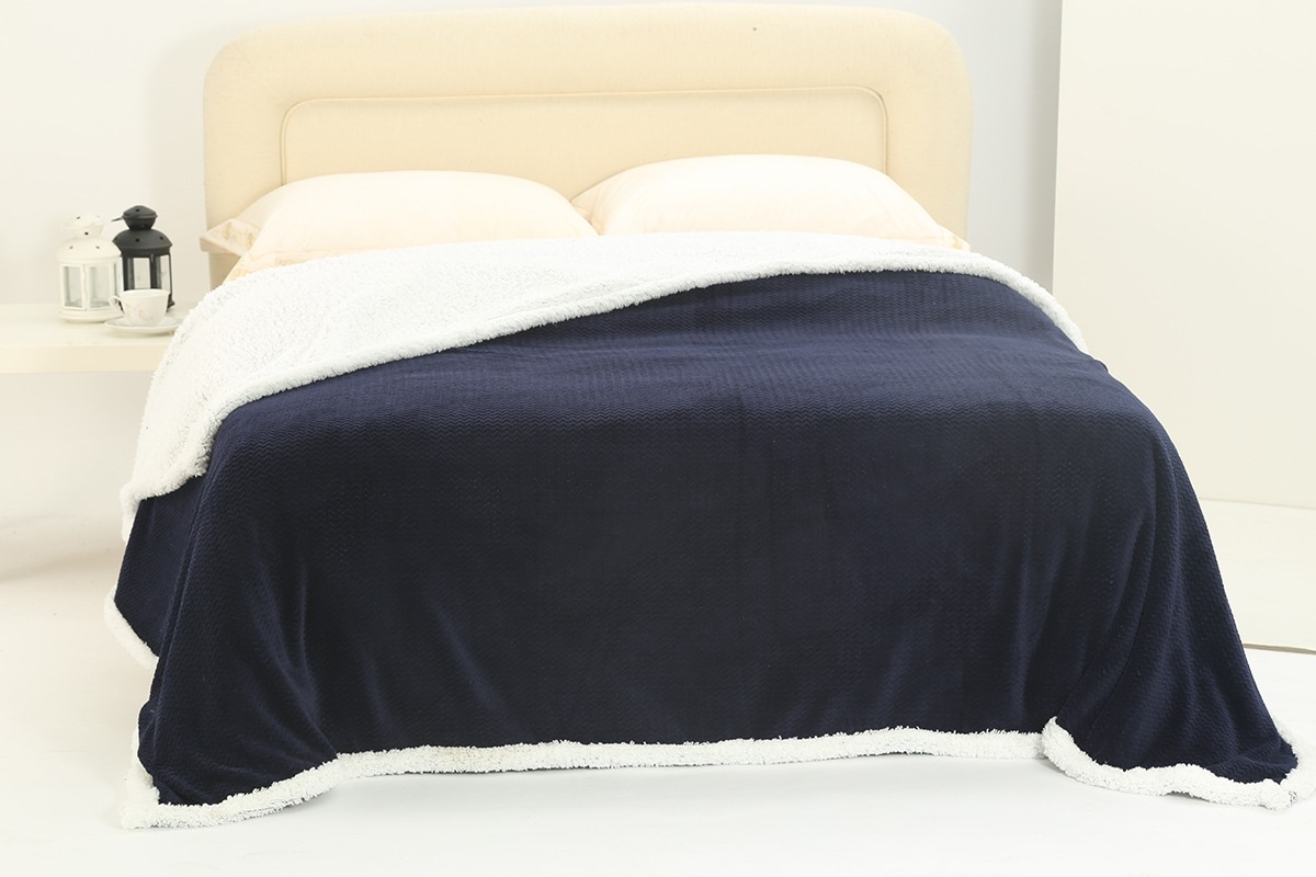κουβέρτα fleece με sherpa (220cm x 240cm) pineapple μπλέ
