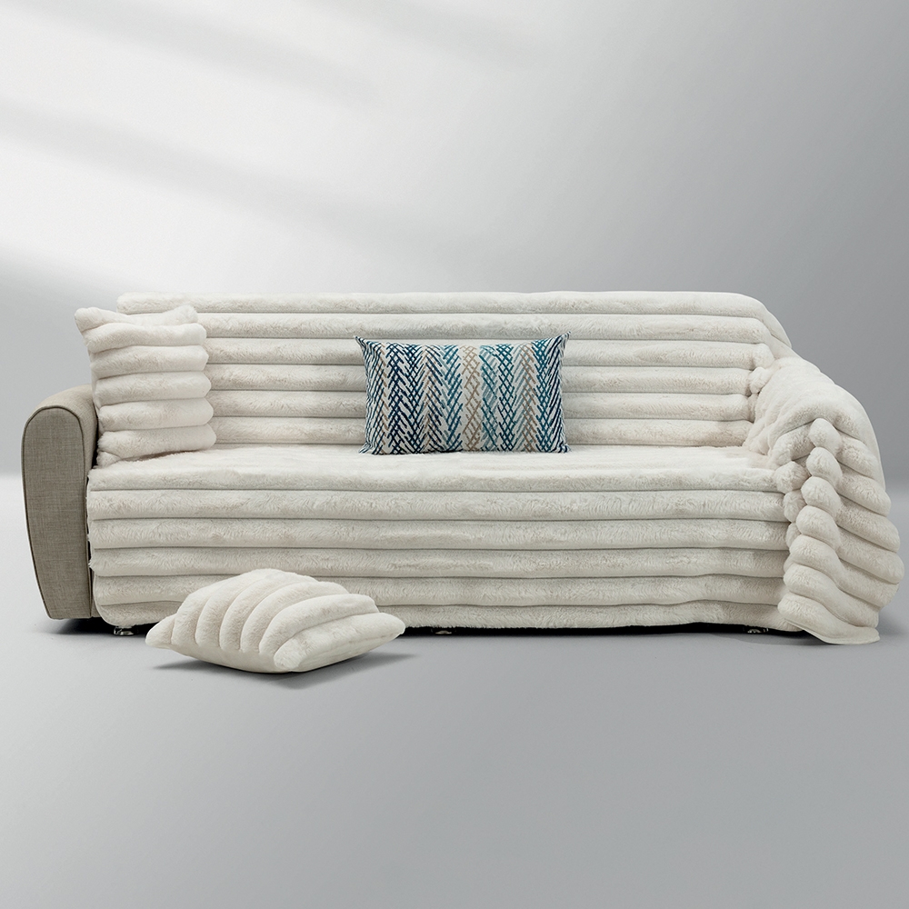 LINO Ριχτάρι Καναπέ Τριθέσιο 180x300 Γούνα Natt Off White