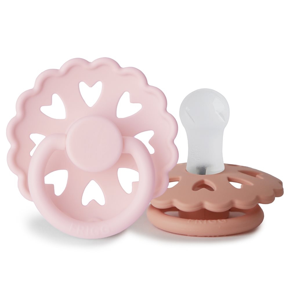 Σετ 2 Πιπίλες Σιλικόνης FRIGG Fairytale White Lilac/Pretty in Peach 0-6 Μηνών
