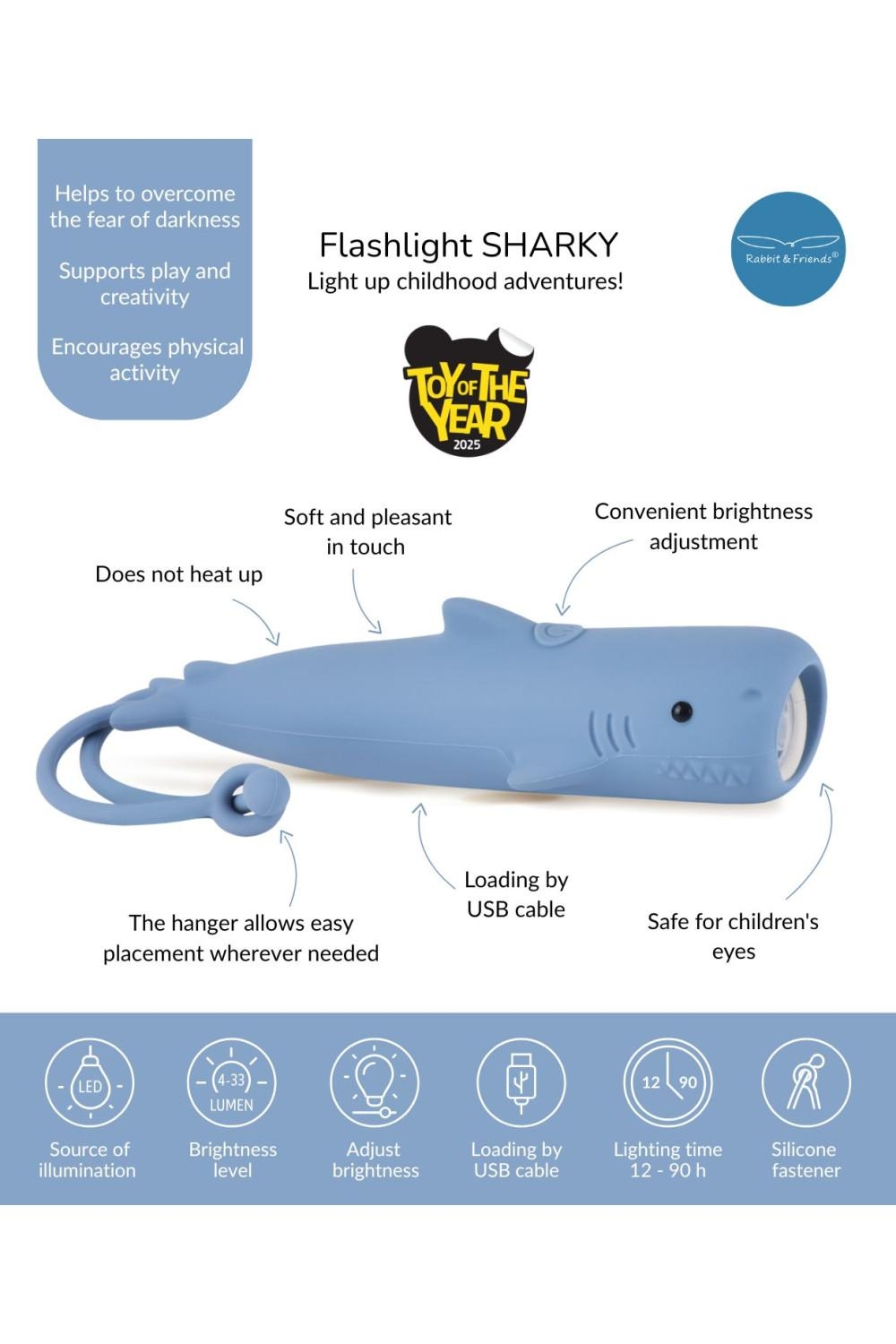 Μικρός Φακός Σιλικόνης Sharky the Shark - Rabbit & Friends