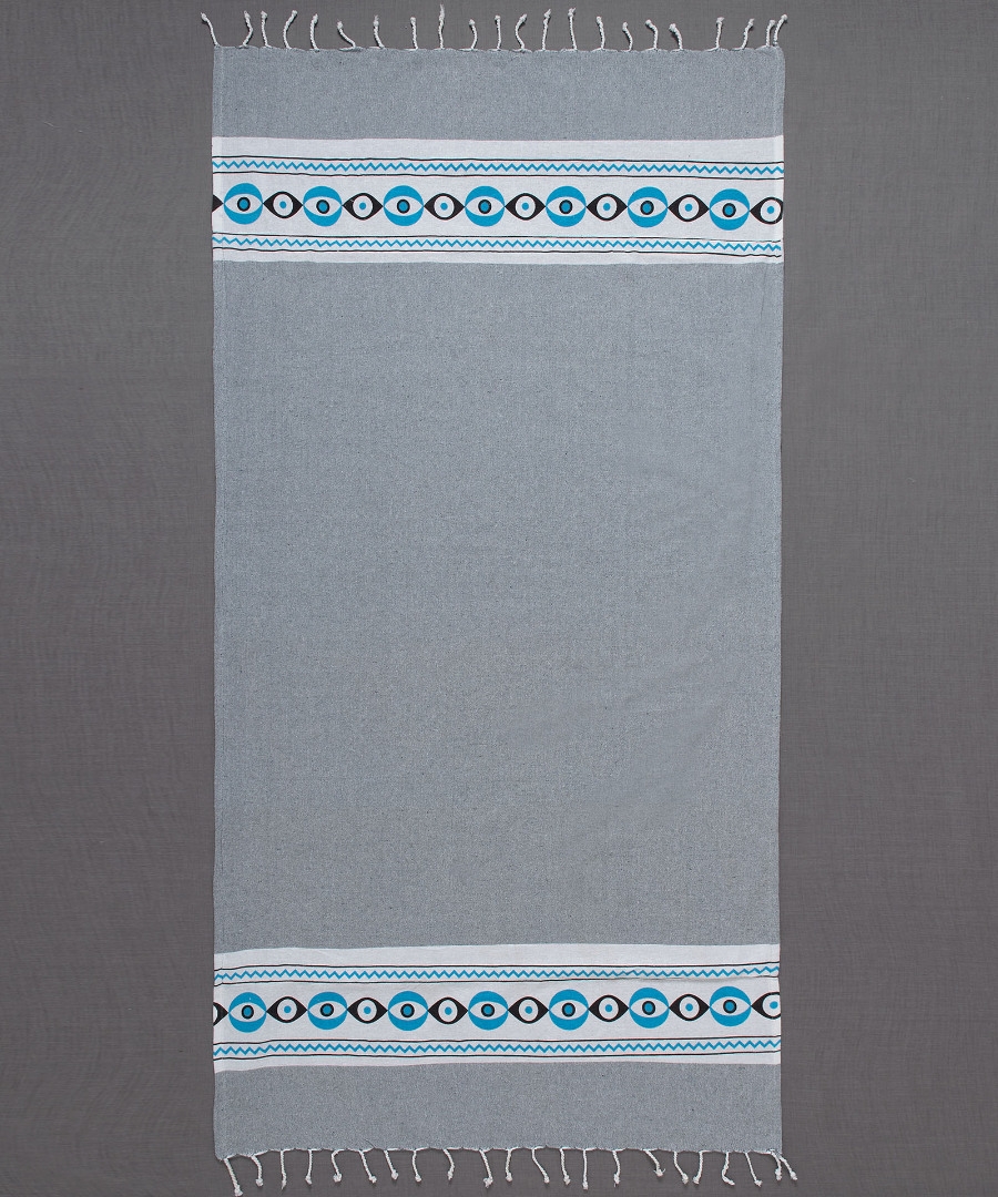 Pestemal με πετσέτα nkp707 (90cm x 180cm) γκρί