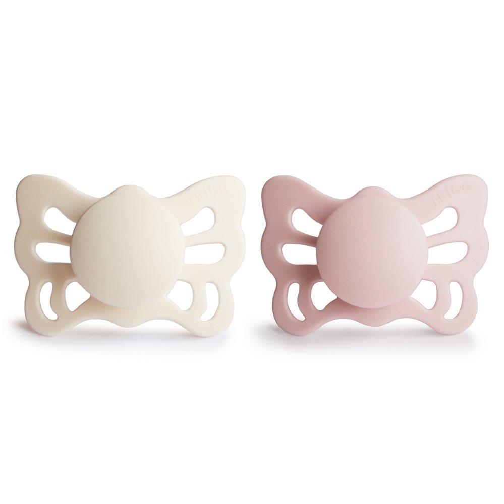 Σετ 2 Ανατομικές Πιπίλες Σιλικόνης FRIGG Butterfly Cream/Blush 0-6 Μηνών