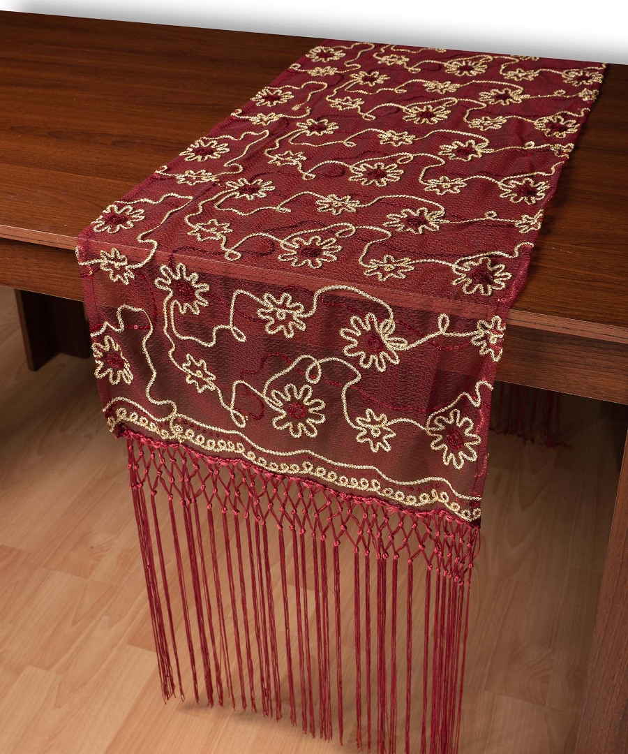 Τούλινη καρέ τραβέρσα 7180 (50cm x 200cm) μπορντώ 
