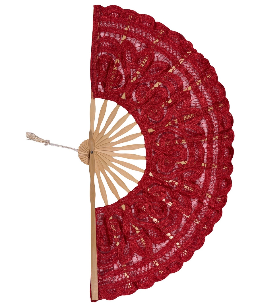 Χειροποίητη βεντάλια (22cm) κόκκινη