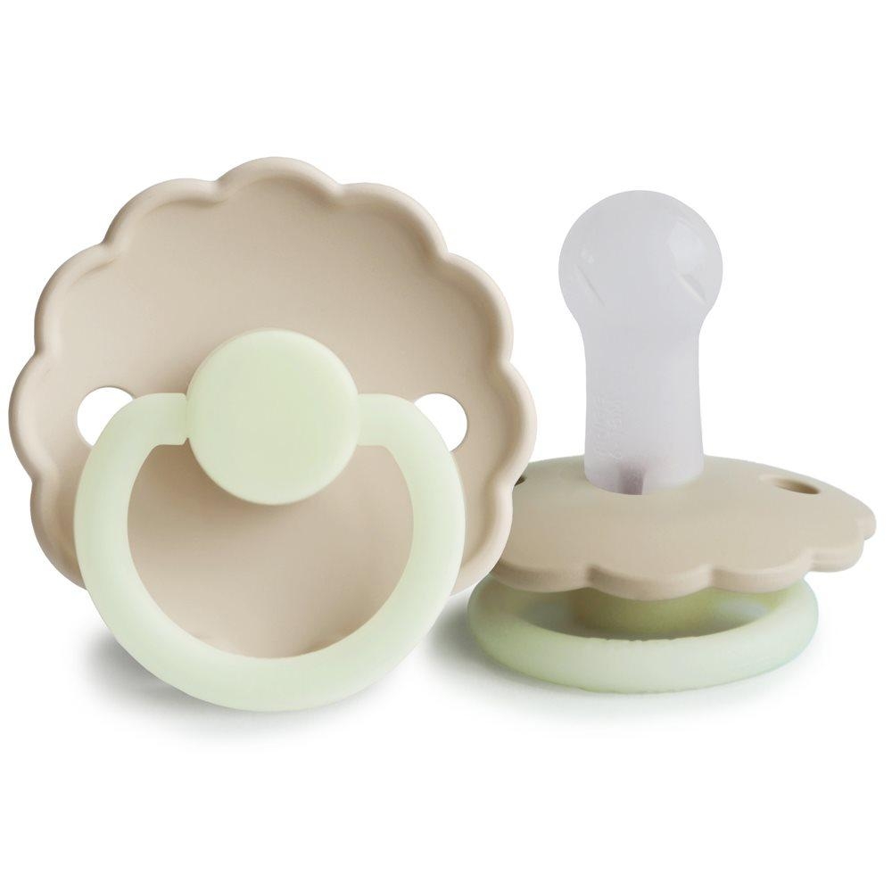 Σετ 2 Πιπίλες Latex Νυκτός FRIGG Daisy Cream/Croissant 6-18 Μηνών