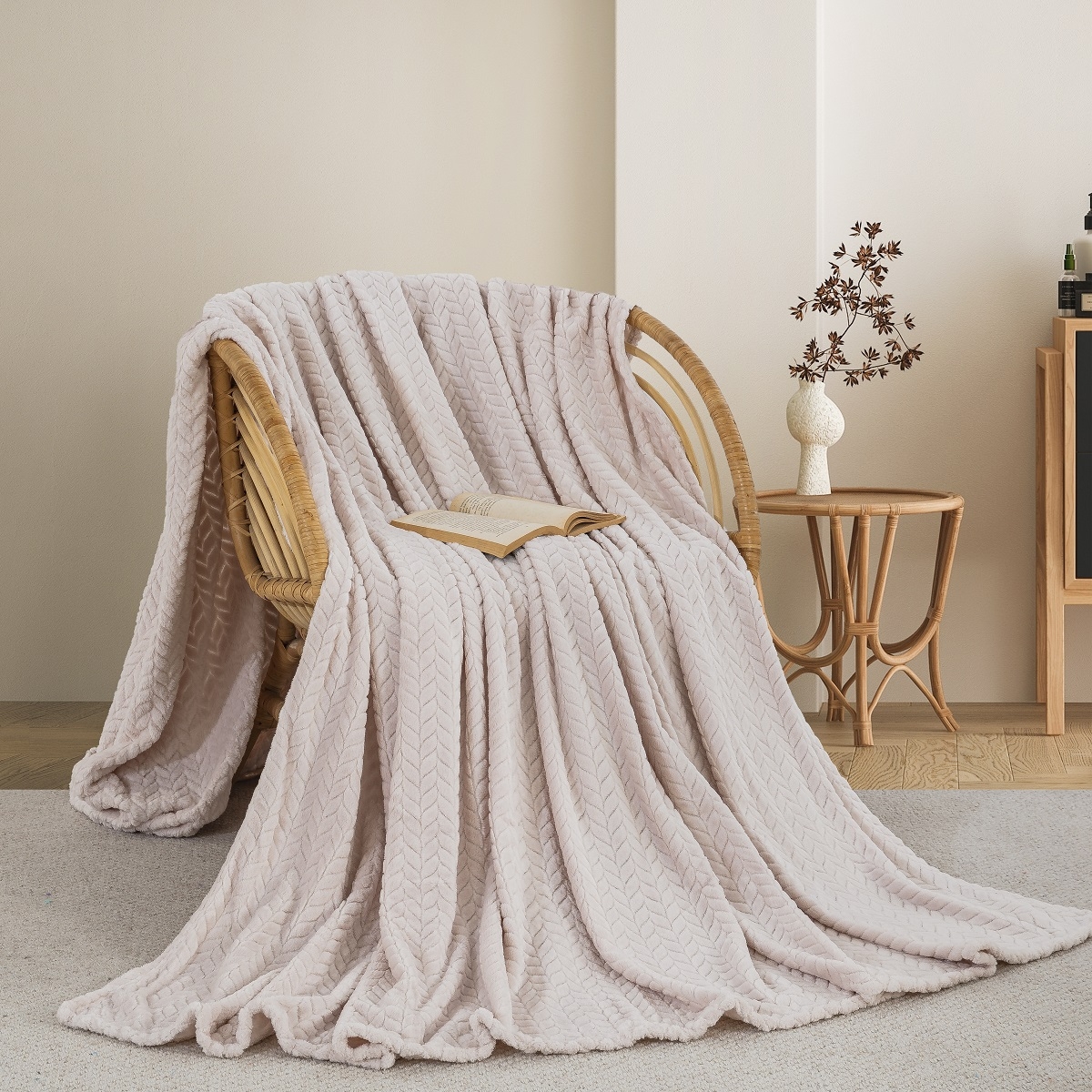 Κουβέρτα Fleece Υπέρδιπλη 220x240 cm Adam Home - Ivory