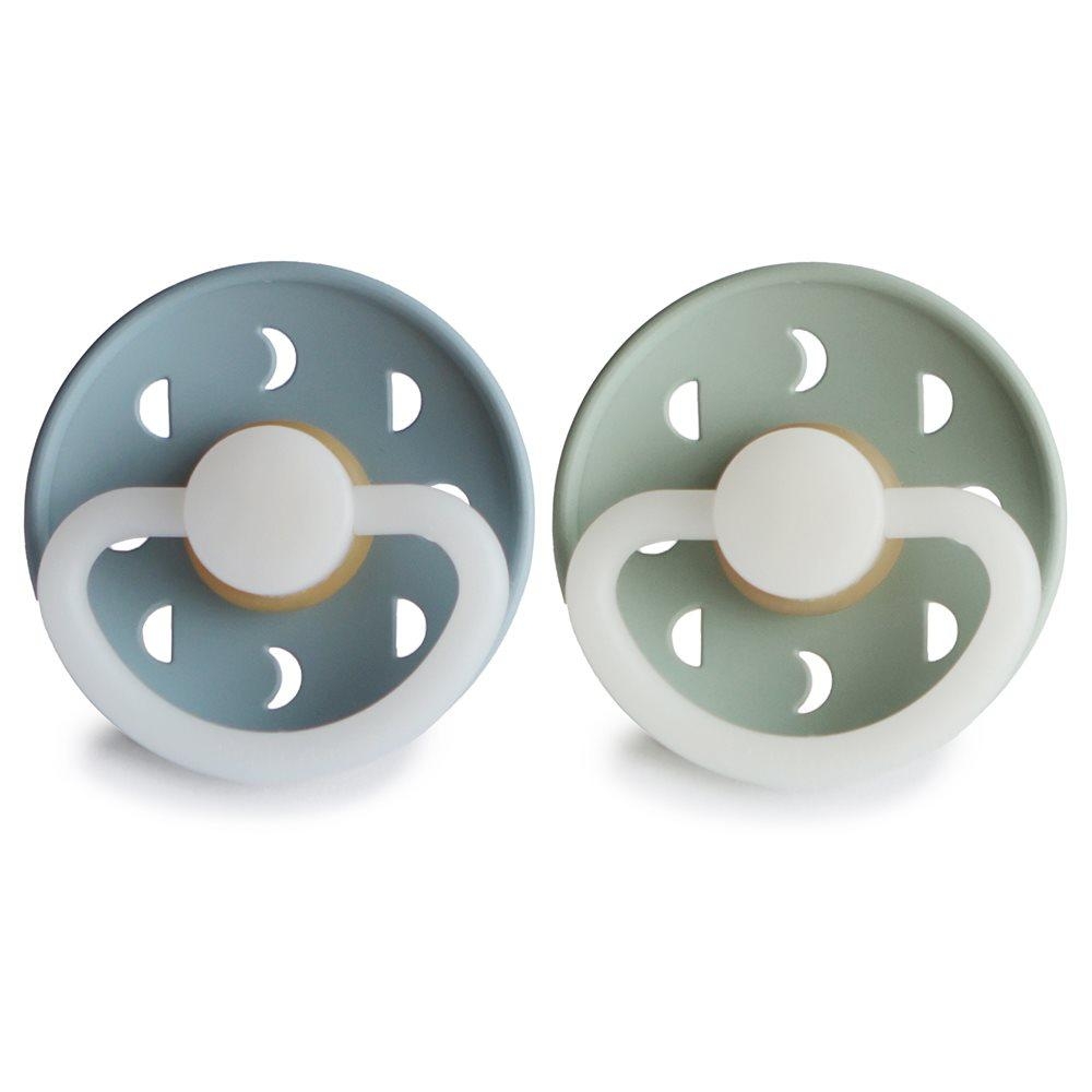 Σετ 2 Πιπίλες Latex Νυκτός FRIGG Moon Phase Stone Blue/Sage 6-18 Μηνών