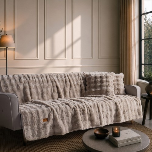 Ριχτάρι Αντιολισθητικό  Haaland 02 Beige - Τριθέσιο 180x300cm