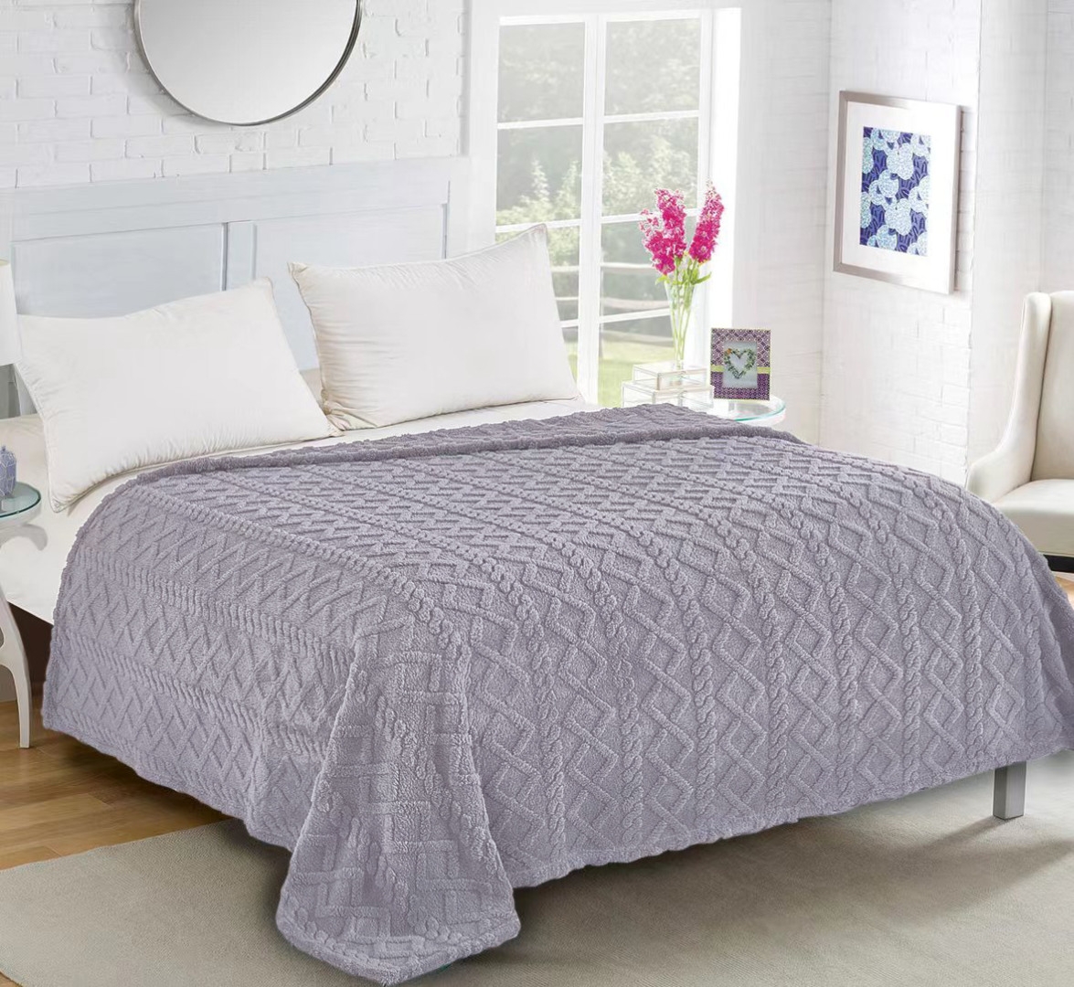 Fleece knitted (160cm x 220cm) ανοιχτό γκρί