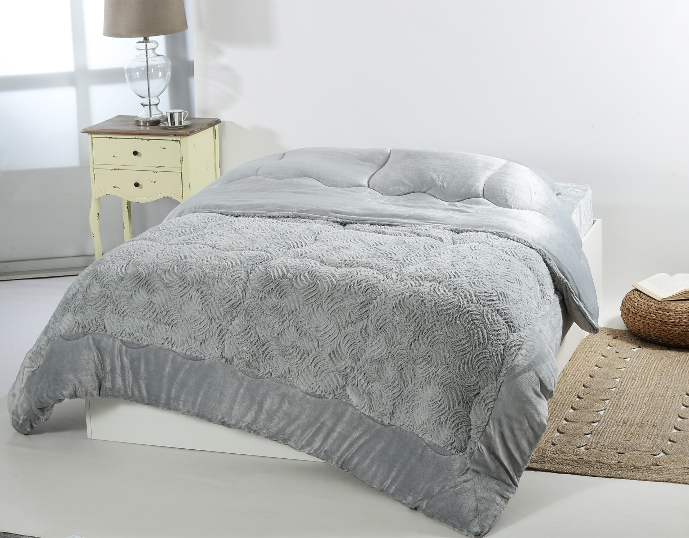 Κουβερτοπάπλωμα pv plush (240cm x 260cm) blue silver