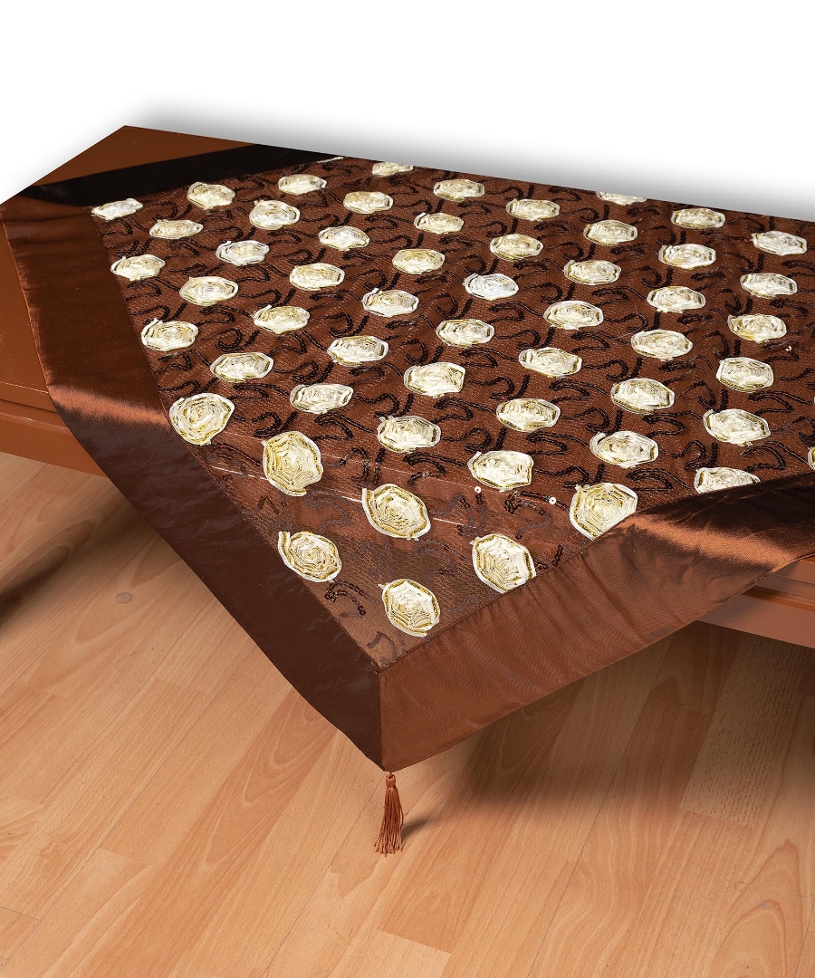 Τούλινο καρέ 264-17 (85cm x 85cm) καφέ