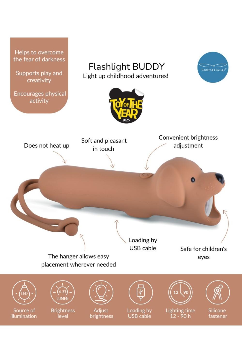 Μικρός Φακός Σιλικόνης Buddy the Dog - Rabbit & Friends