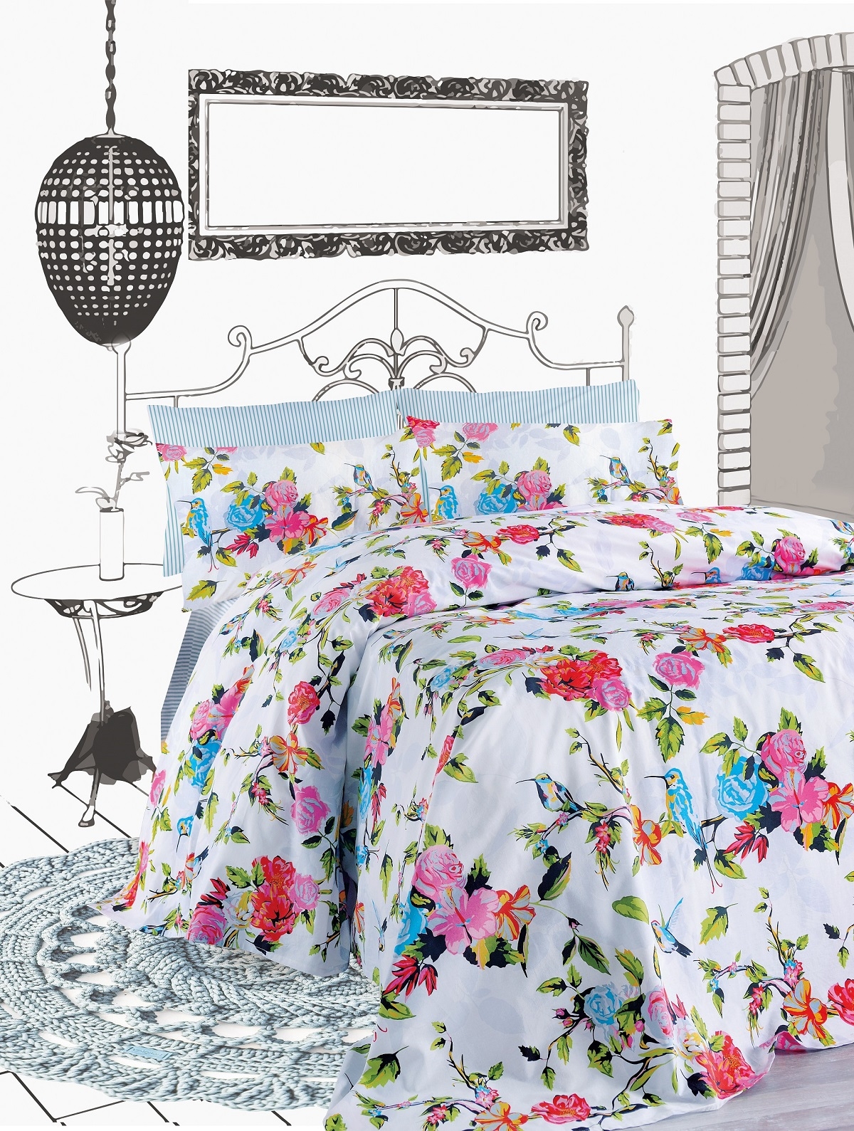 PRIMAVERA ΣΕΤ ΚΟΥΒΕΡΛΙ 160Χ240 1*50Χ70CM 144ΤC 100% COTTON